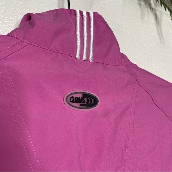 Adidas ClimaProof Pullover 1/4 Zip Pinkish Purple 3 Stripe Jacket Size Medium - Picture 6 of 8